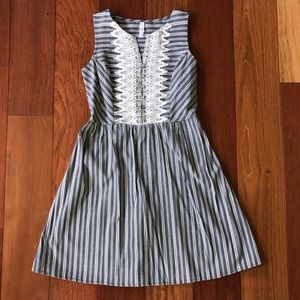 Grey and White Striped Dress